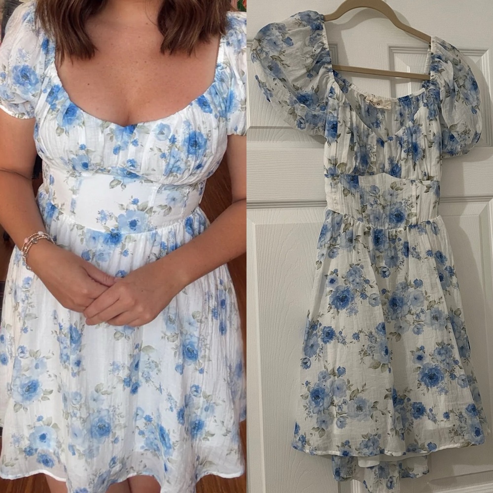NWOT May Design Blue Flowers Dress